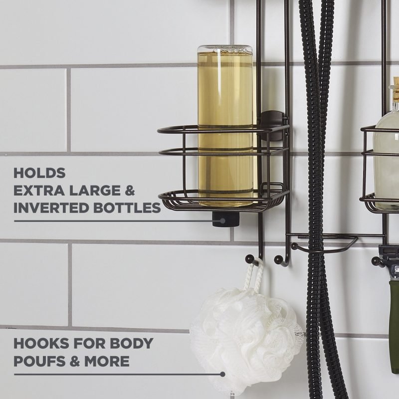 Oil-Rubbed Bronze Expandable Shower Caddy with 4 Basket Shelves