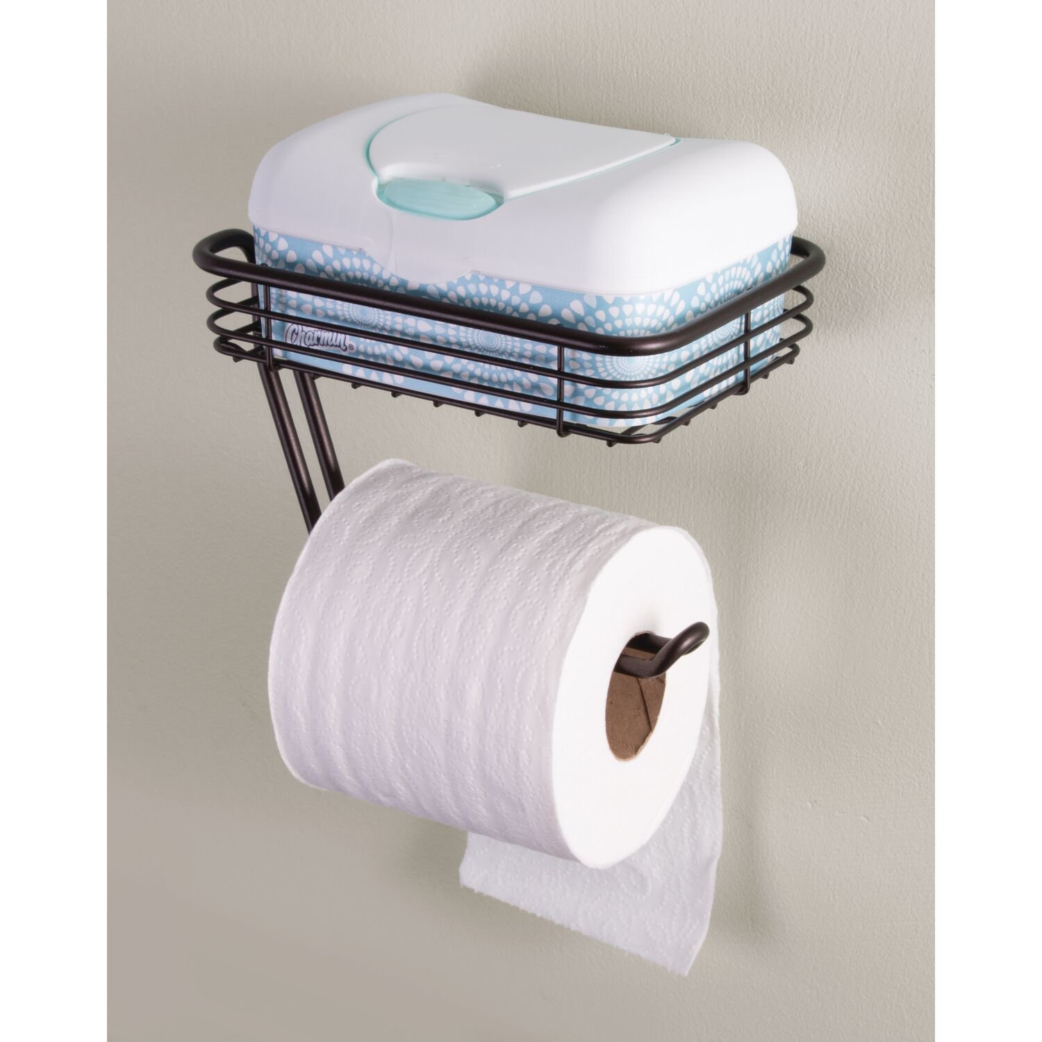 iDesign Toilet Paper Holder with Shelf - Wall Mount